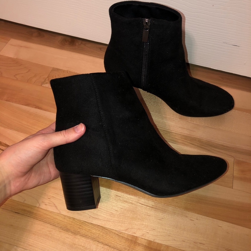 A New Day Black Suede Ankle Boots, Size 7.5